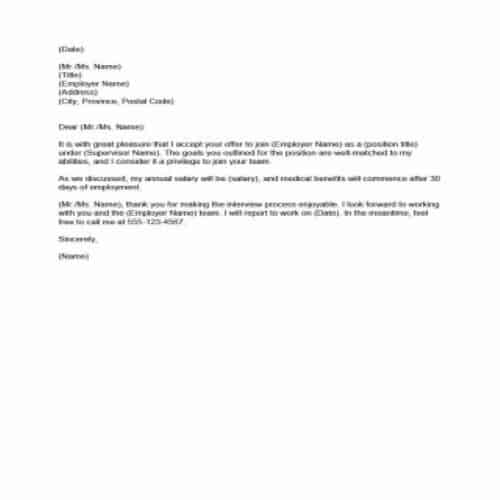 Offer Acceptance Letter Email from bestytemplates.com