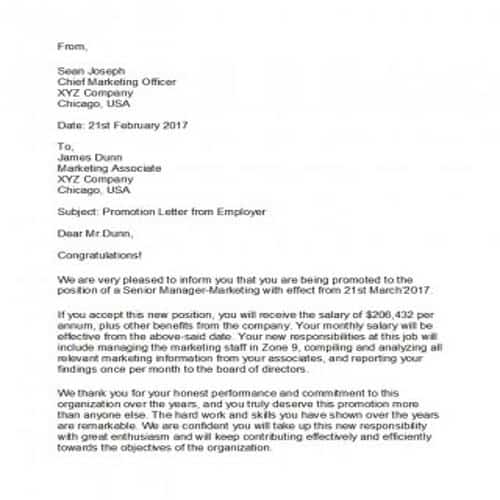 Congratulation Promotion Letter To Employee from bestytemplates.com