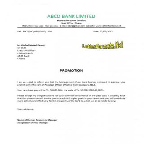 Promotion Letter Template from bestytemplates.com