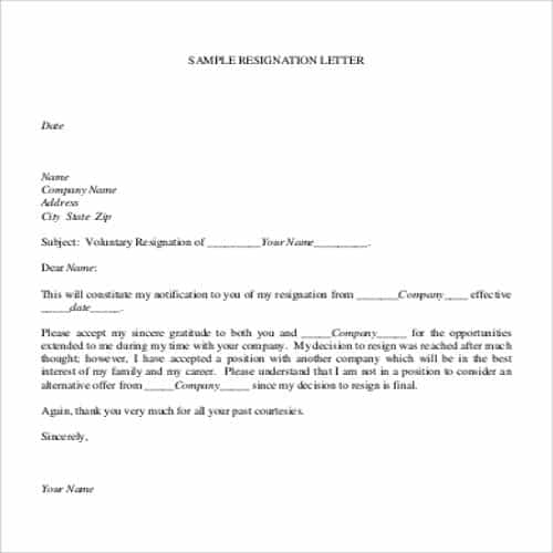 35+ Sample Resignation Letter Templates - Besty Templates