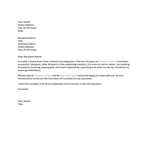 35 Sample Resignation Letter Templates Besty Templates