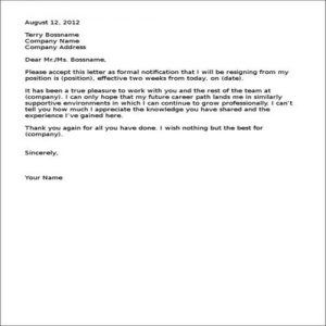 35+ Sample Resignation Letter Templates - Besty Templates
