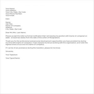 35+ Sample Resignation Letter Templates - Besty Templates