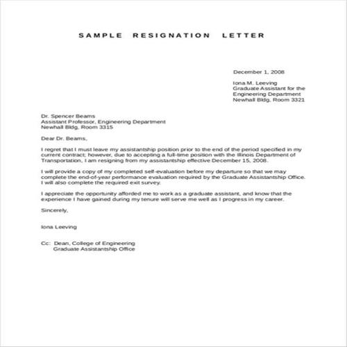 35 Sample Resignation Letter Templates Besty Templates