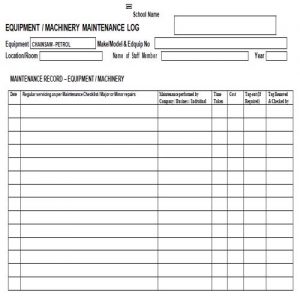 33 Editable Equipment Maintenance Log Templates - Besty Templates